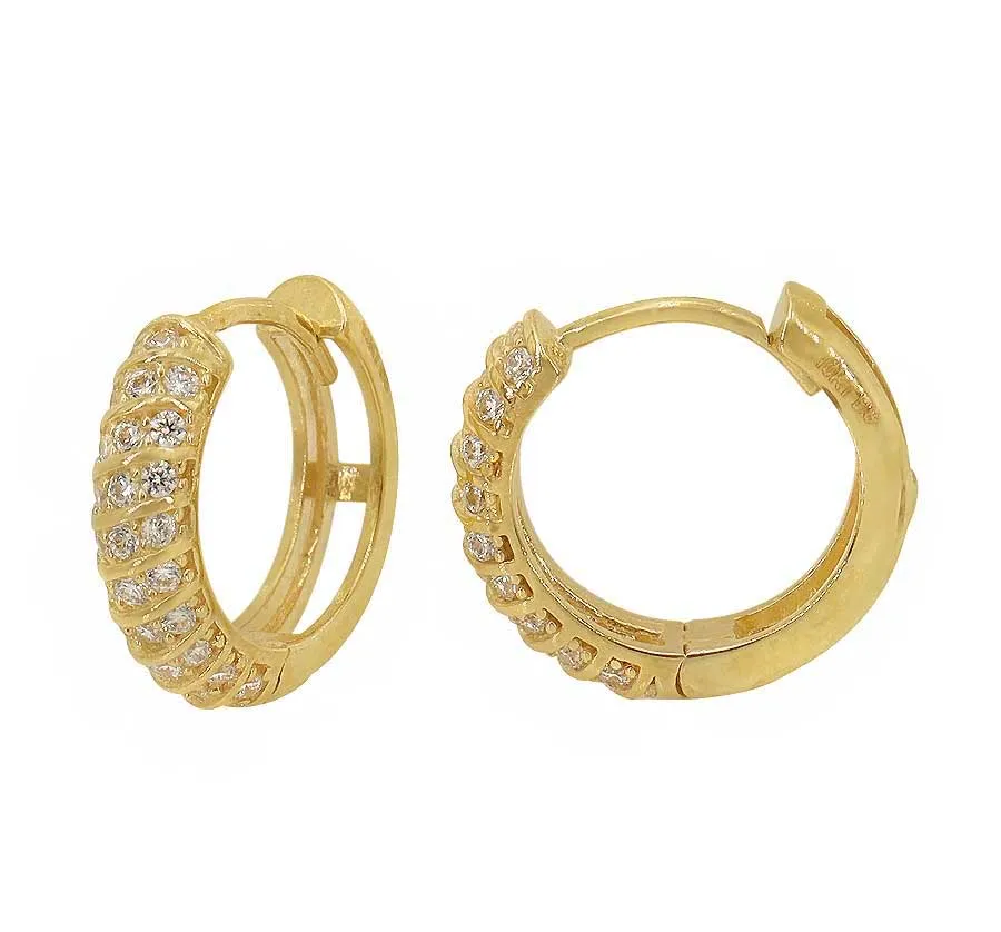 Gold 10k CZ Stone Hoops