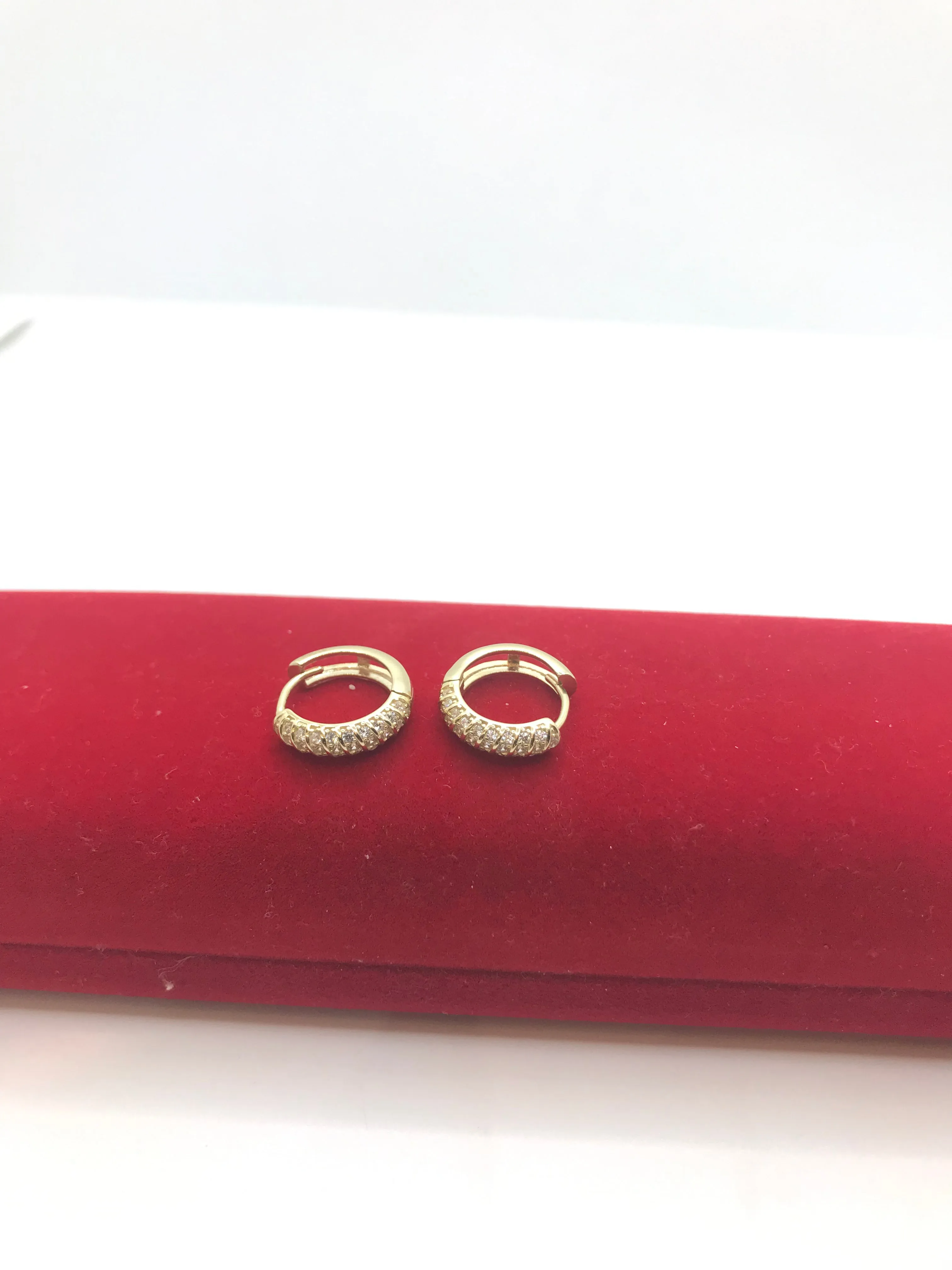 Gold 10k CZ Stone Hoops