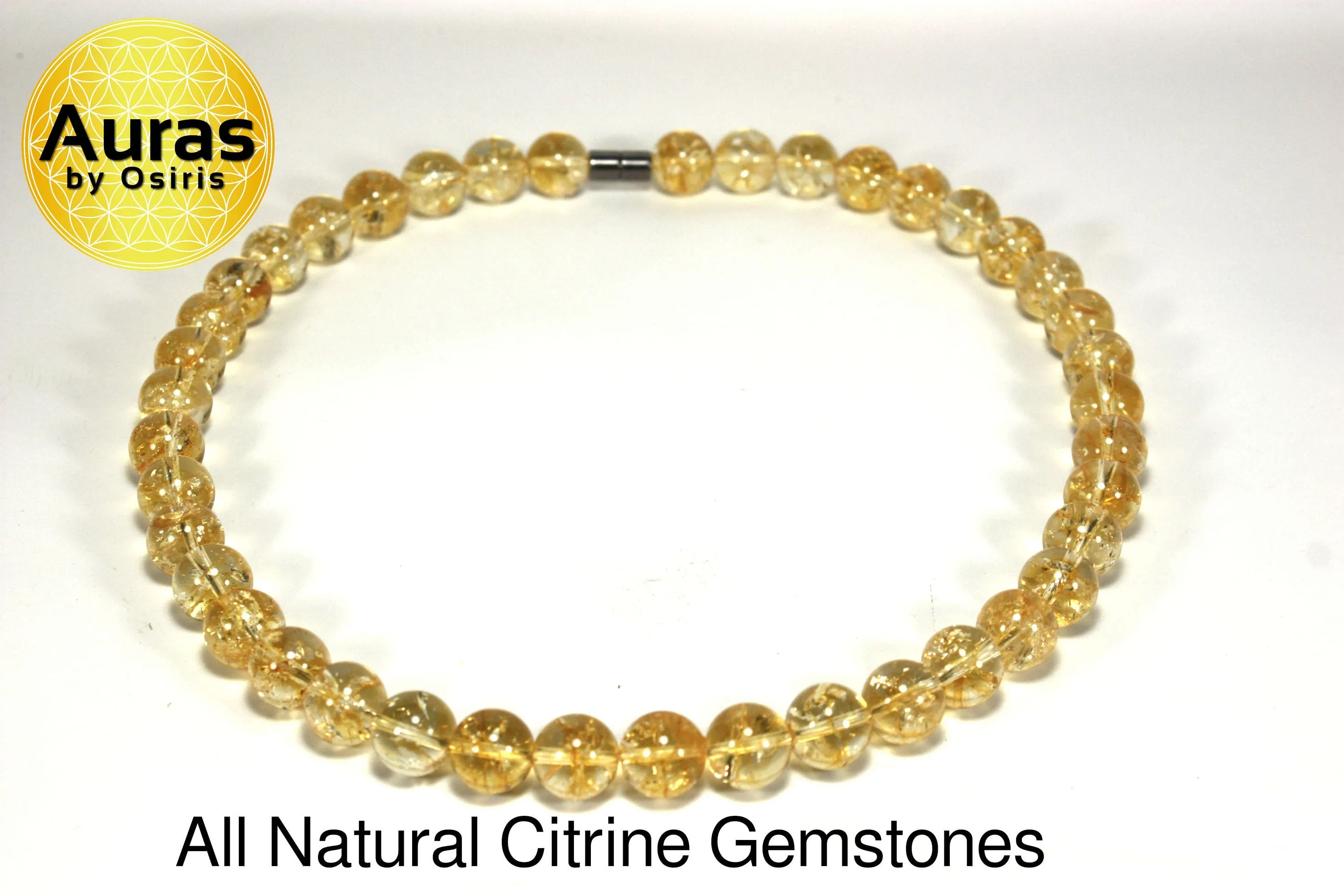 12mm Citrine Birthstone Necklace - Crystal Healing Jewelry for Self-Confidence