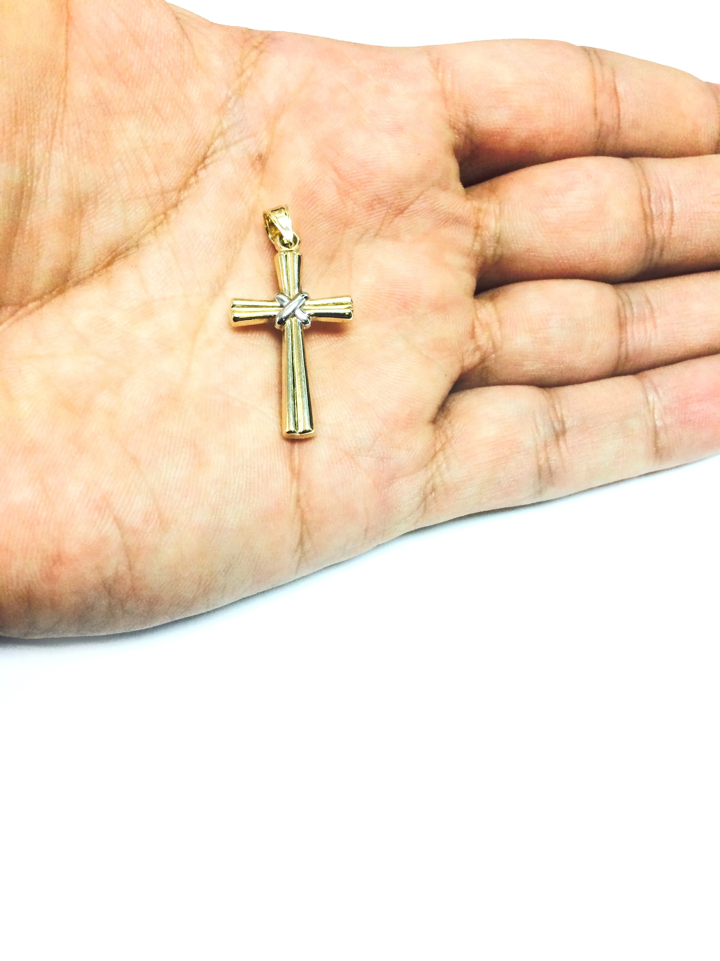 Shiny Finish 2 Tone Gold Cross Pendant