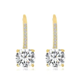 Sparkling Crystal 14K Gold Studded Leverback Earring