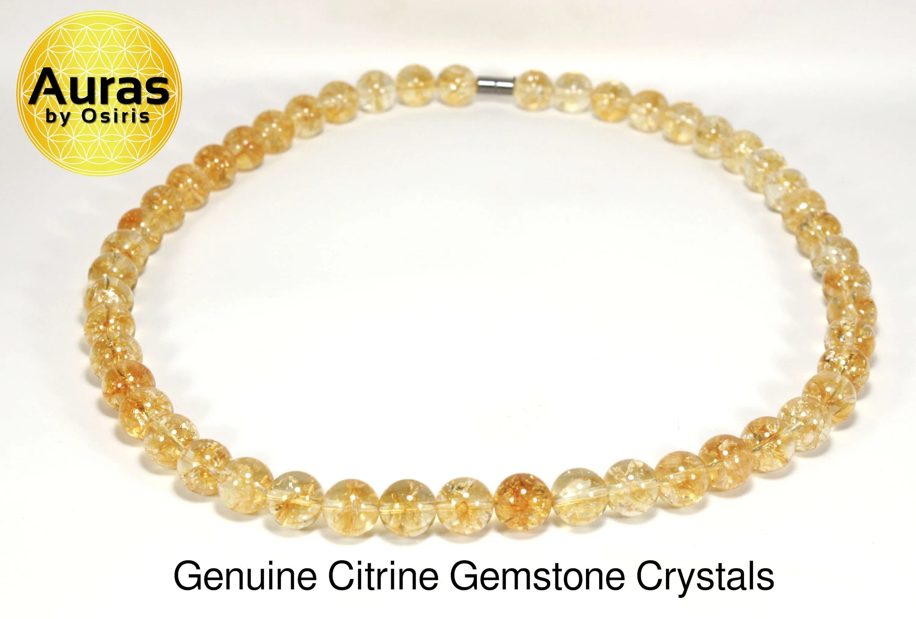 14mm Citrine Birthstone Necklace - Crystal Healing Jewelry for Self-Confidence