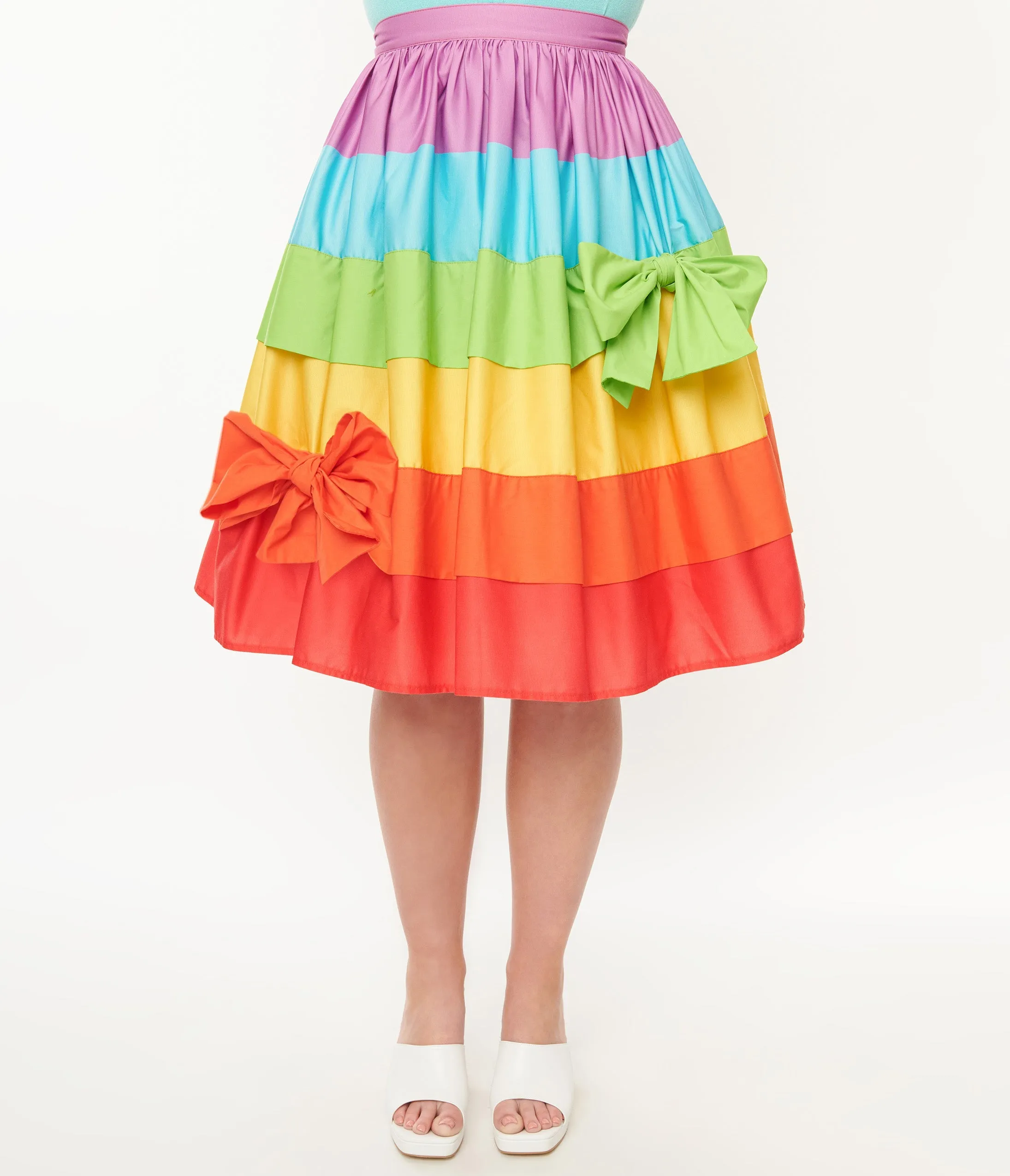 Vintage 1950s Rainbow Stripe Gellar Swing Skirt