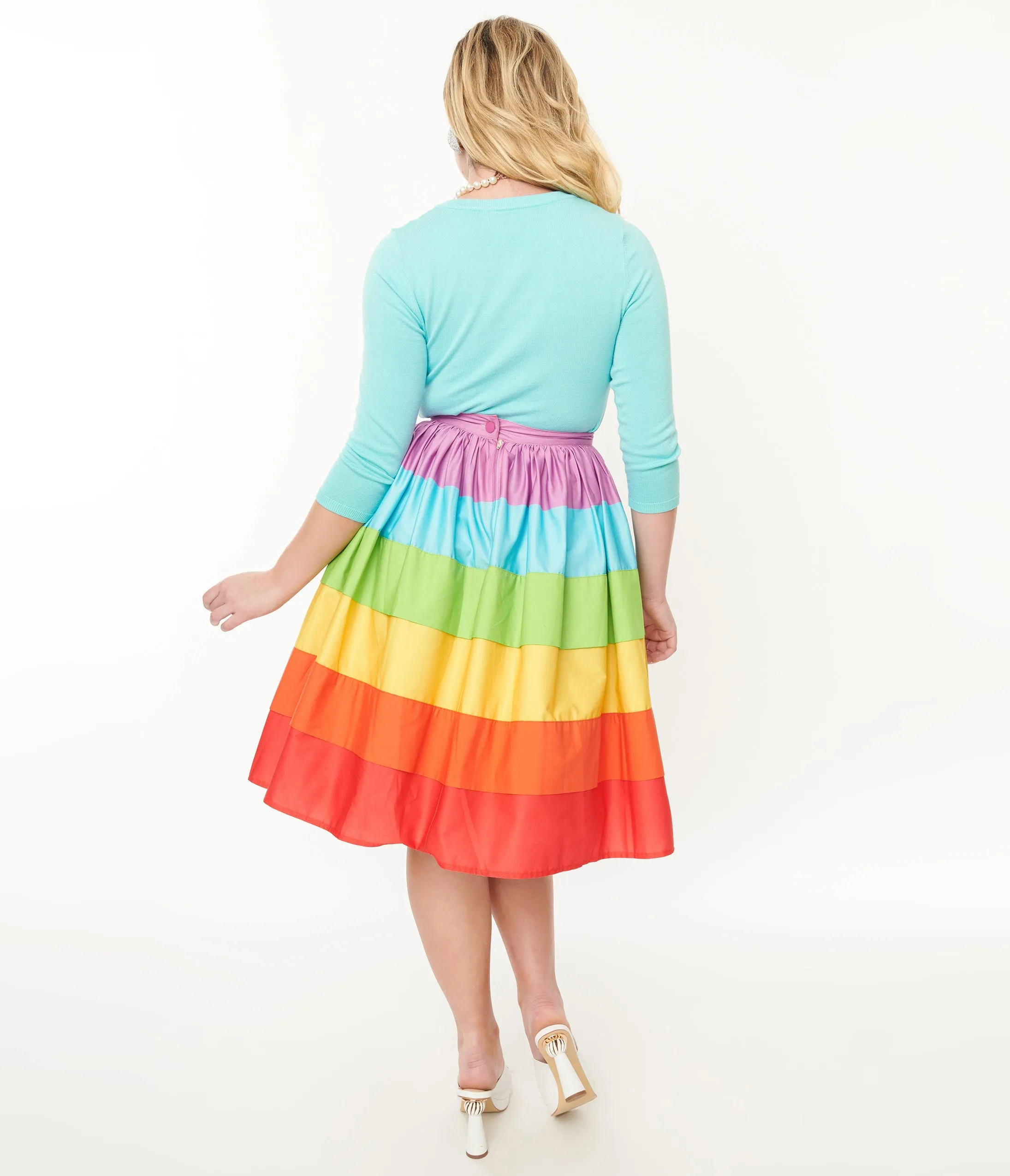 Vintage 1950s Rainbow Stripe Gellar Swing Skirt