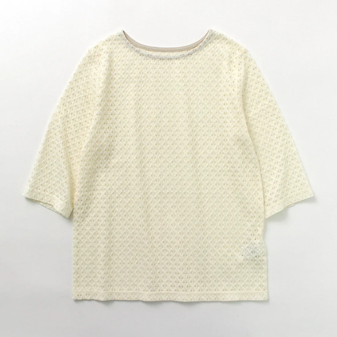 KELEN (ケレン) LICRY Lace Tops - Women's Formal Blouse with Round Neck and Three-Quarter Sleeves