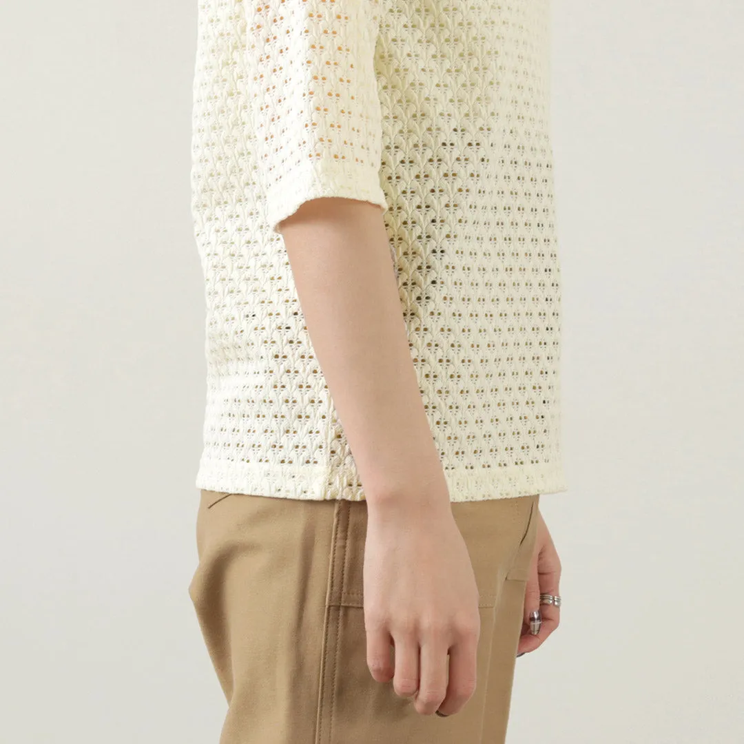 KELEN (ケレン) LICRY Lace Tops - Women's Formal Blouse with Round Neck and Three-Quarter Sleeves