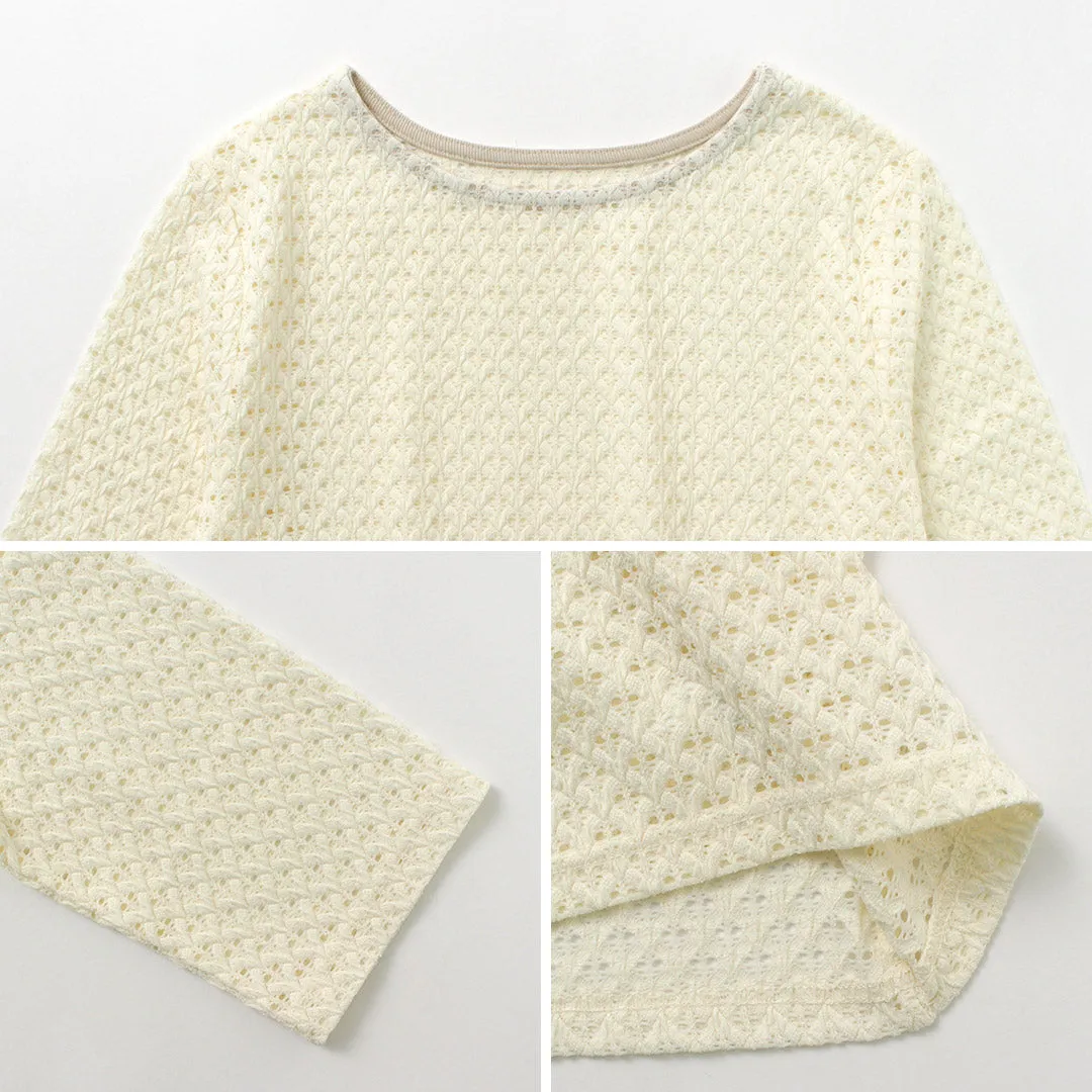 KELEN (ケレン) LICRY Lace Tops - Women's Formal Blouse with Round Neck and Three-Quarter Sleeves