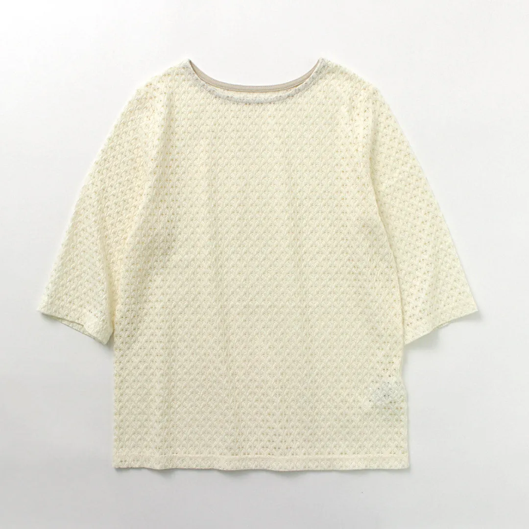 KELEN (ケレン) LICRY Lace Tops - Women's Formal Blouse with Round Neck and Three-Quarter Sleeves