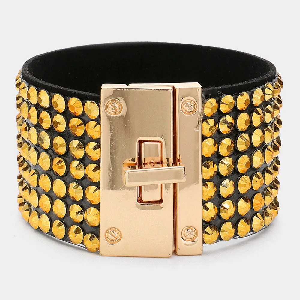 iLLASPARKZ Seven-Row Rhinestone Studded Bracelet