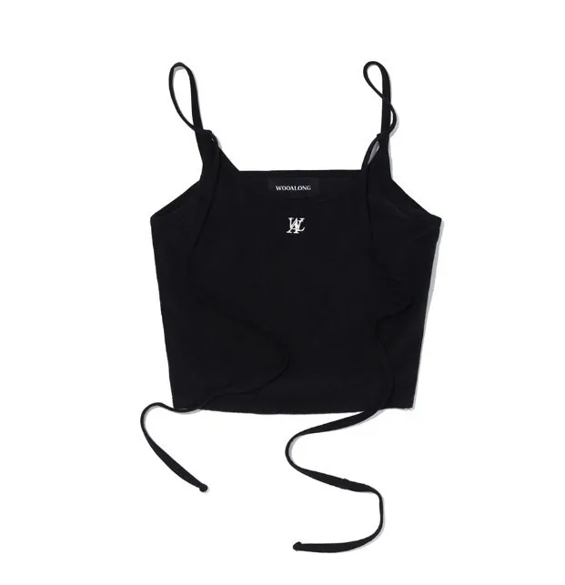 WOOALONG's Casual Halter Neck Tanks & Camisoles with Short Length and Logo