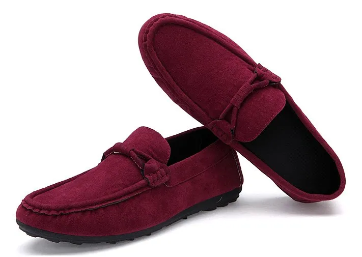 Burgundy Suede Men's Casual Loafers Flats Shoes