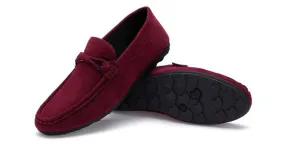 Burgundy Suede Men's Casual Loafers Flats Shoes