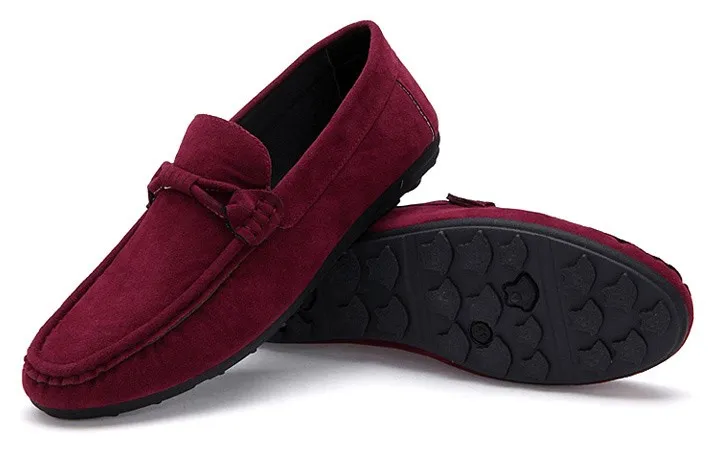 Burgundy Suede Men's Casual Loafers Flats Shoes