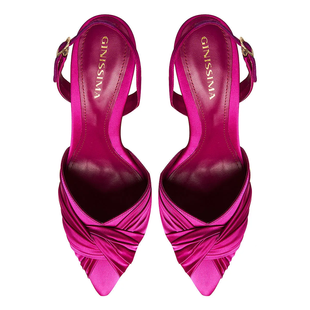 Ana Hot Pink Satin Slingbacks