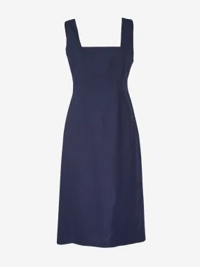 Straight Neckline Midi Dress with Straps