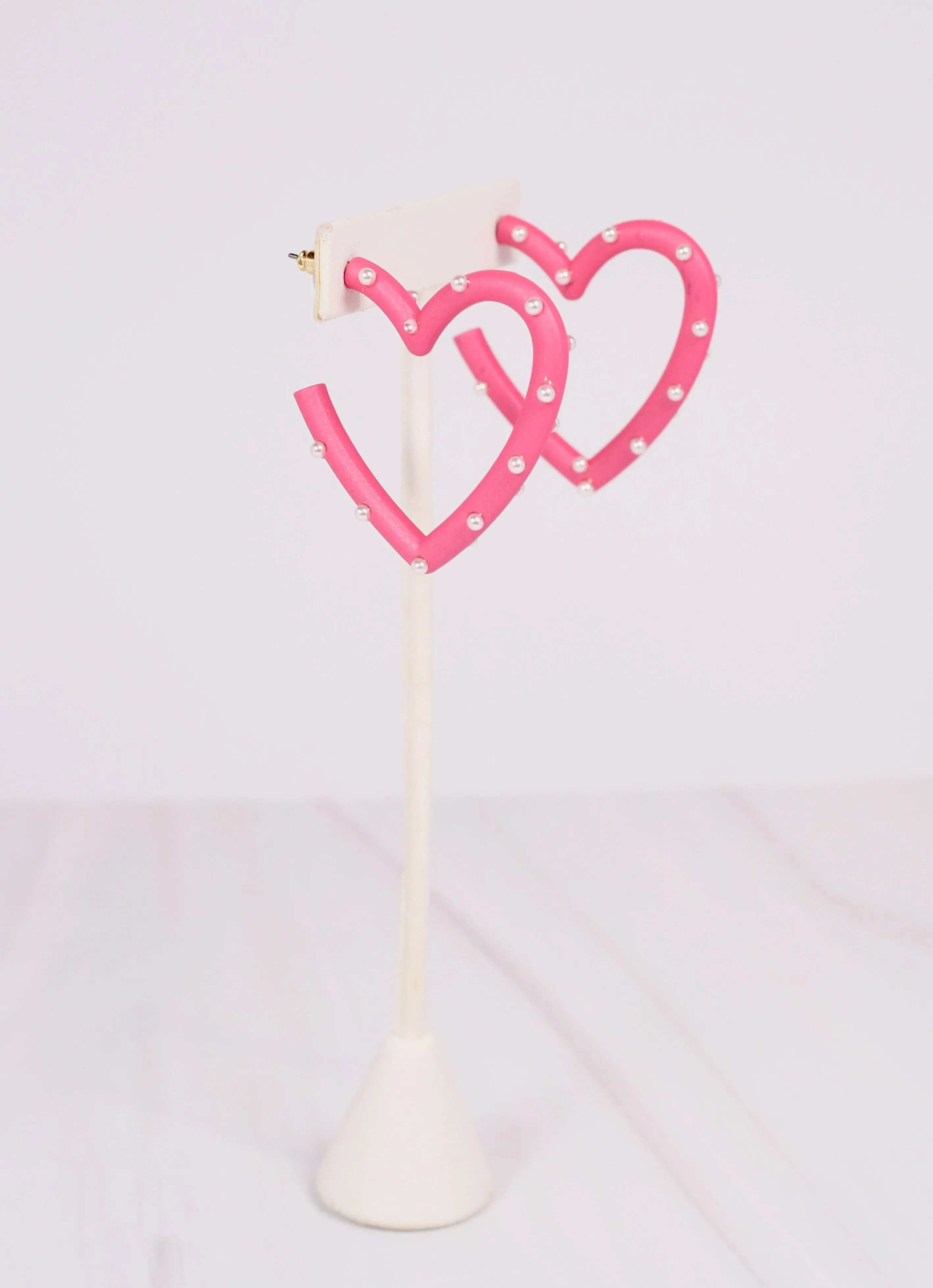 HOT PINK Admirer Pearl Heart Earring