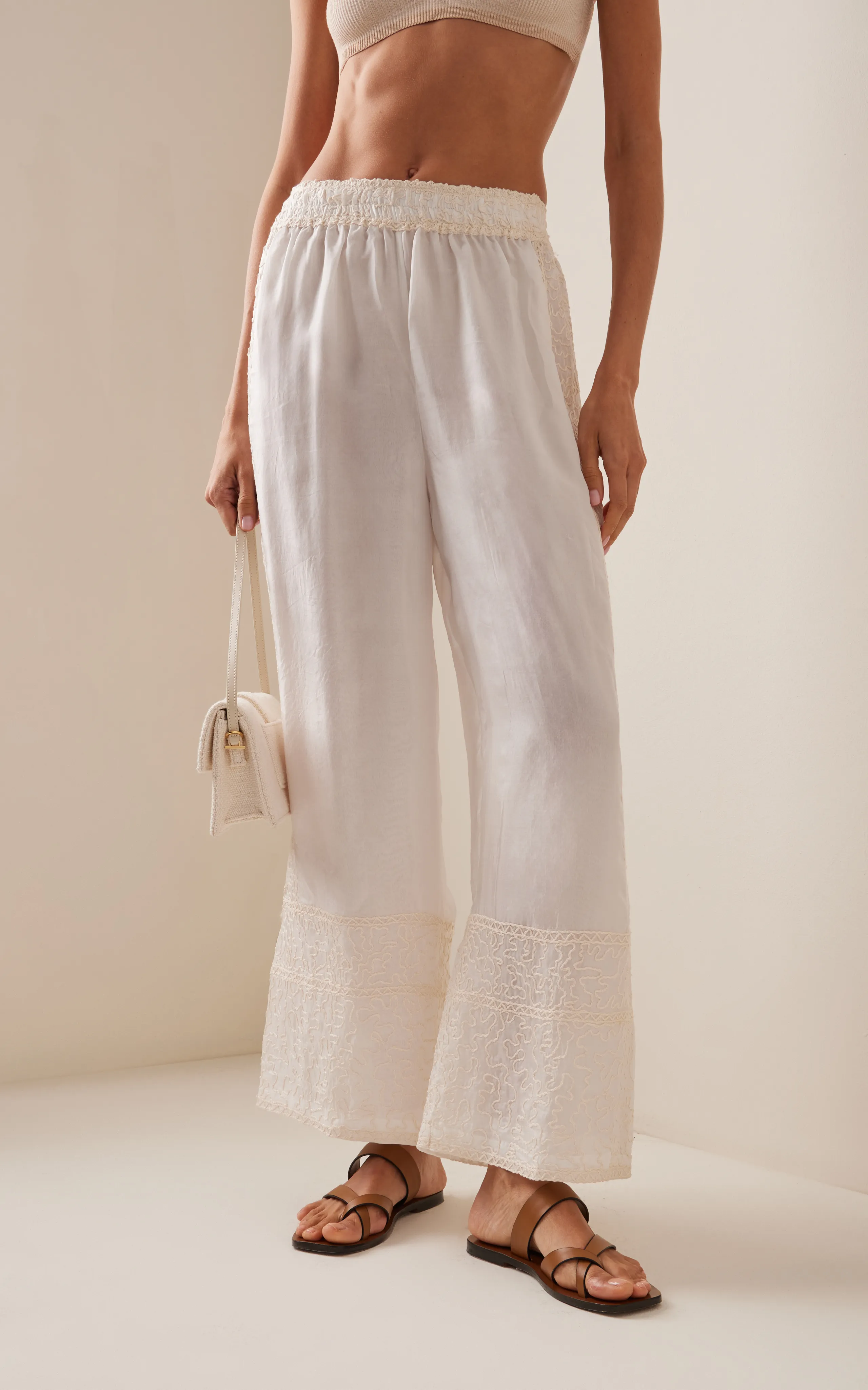 All That Remains Promise Hand Embroidered Silk Wide Leg Pants