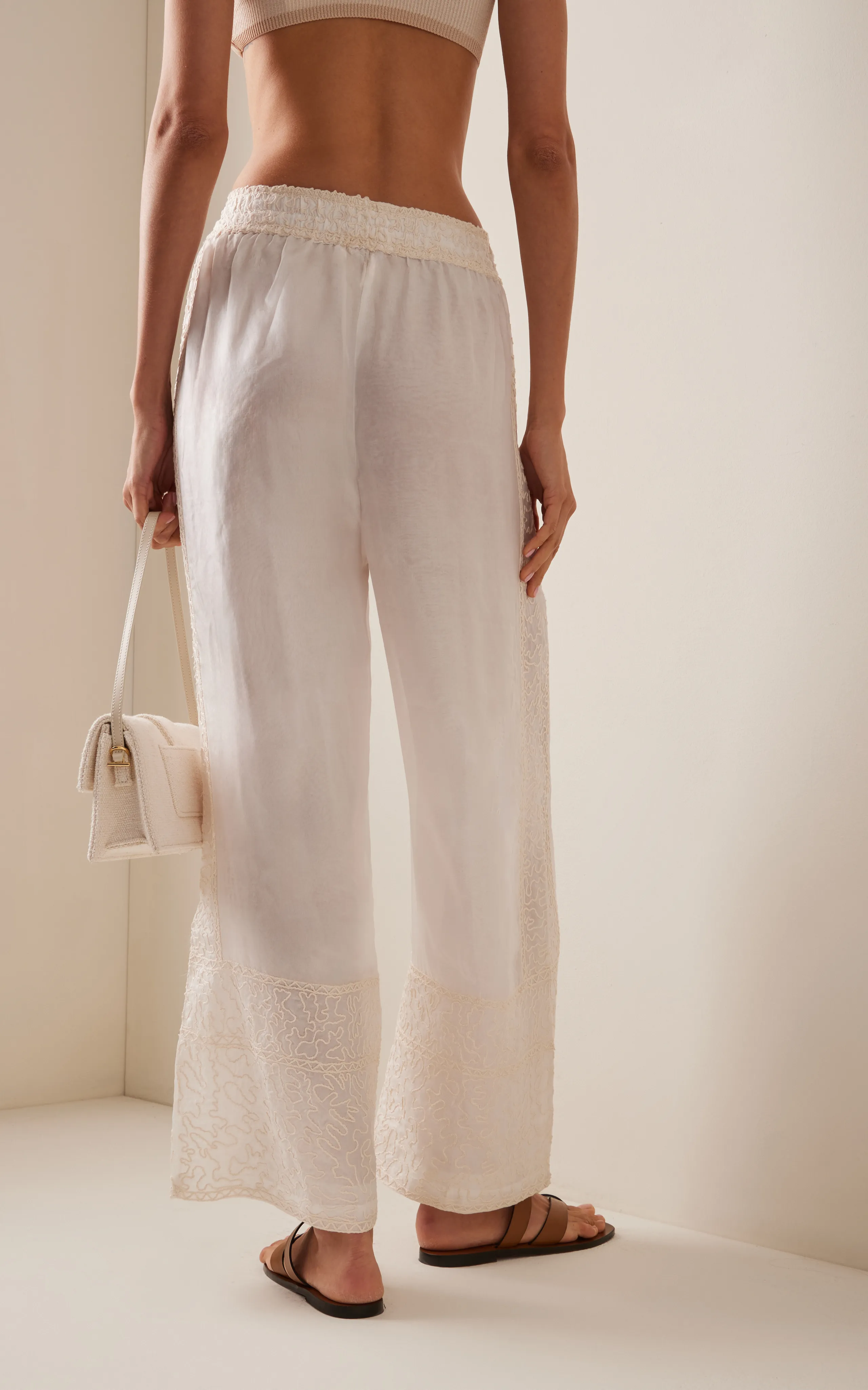 All That Remains Promise Hand Embroidered Silk Wide Leg Pants