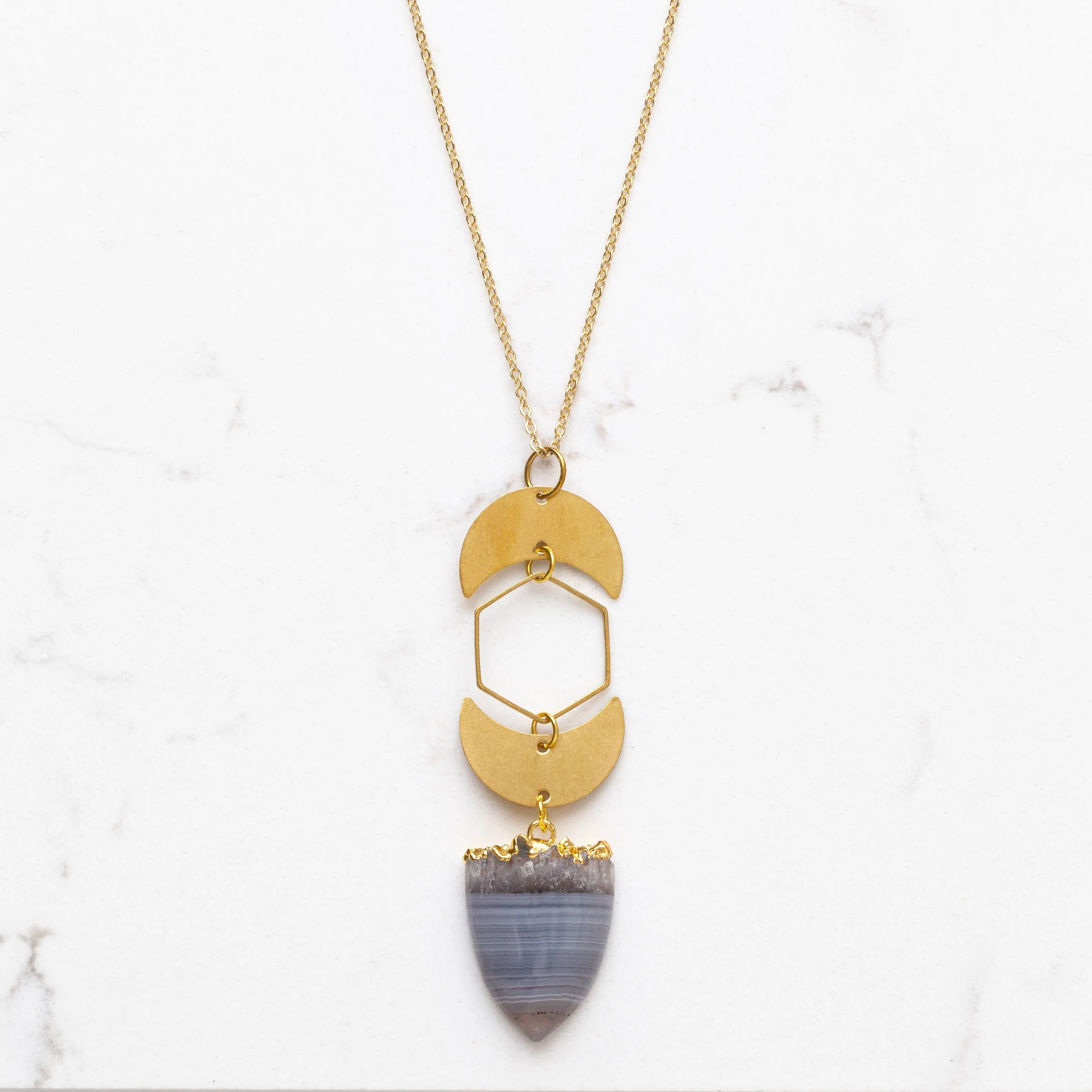 Amethyst Moon and Hex Necklace