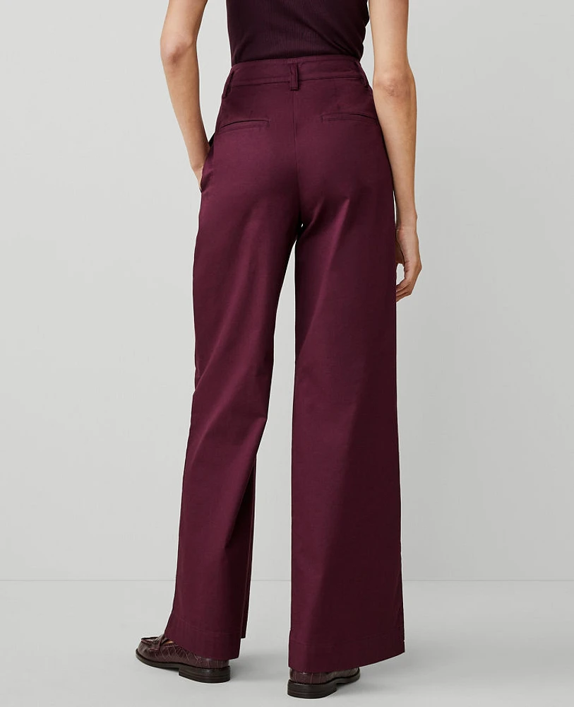 Ann Taylor AT Weekend Topstitched Wide Leg Pants Plum Rose Women's