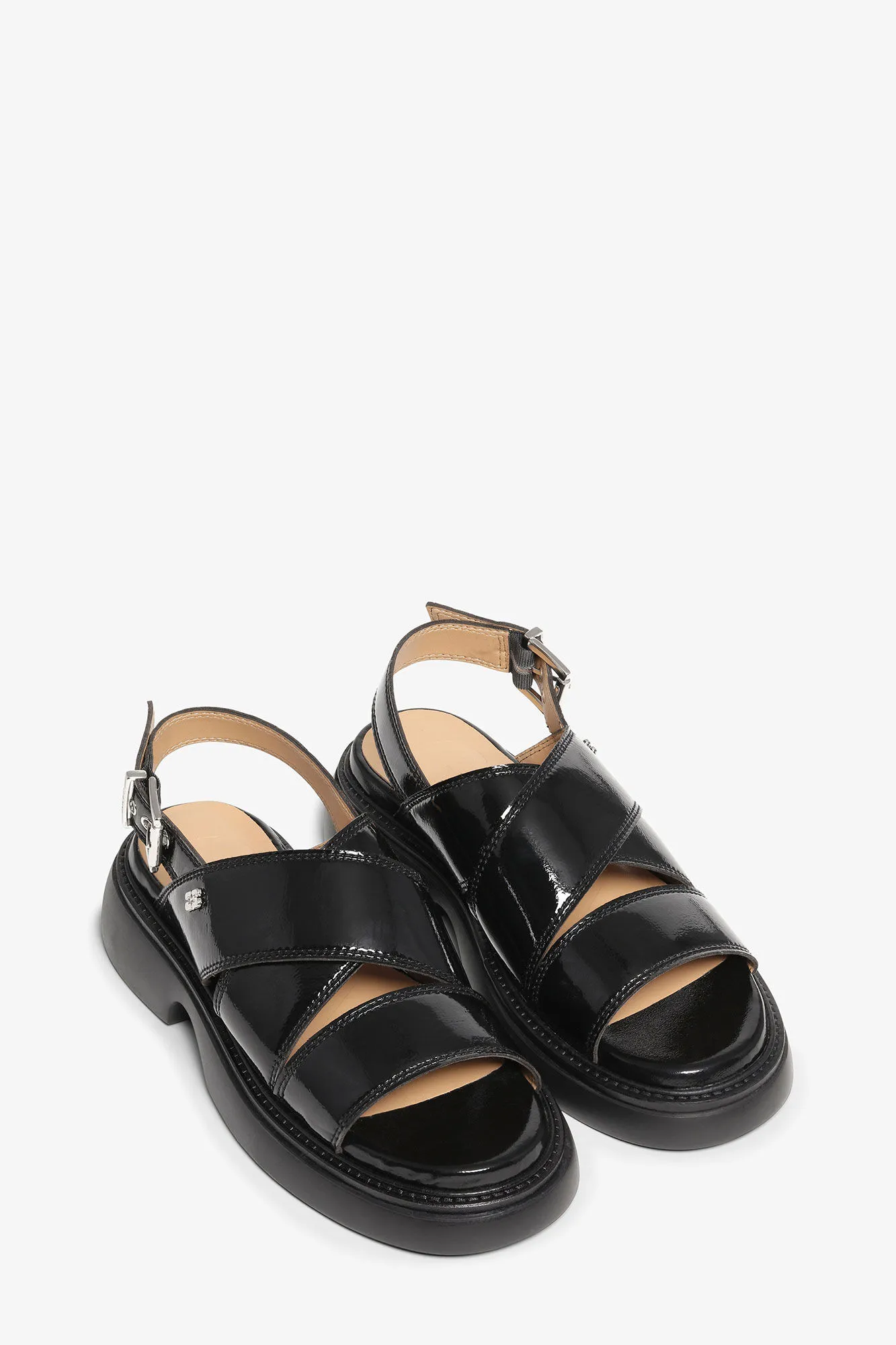 Black Cross Strap Sandals