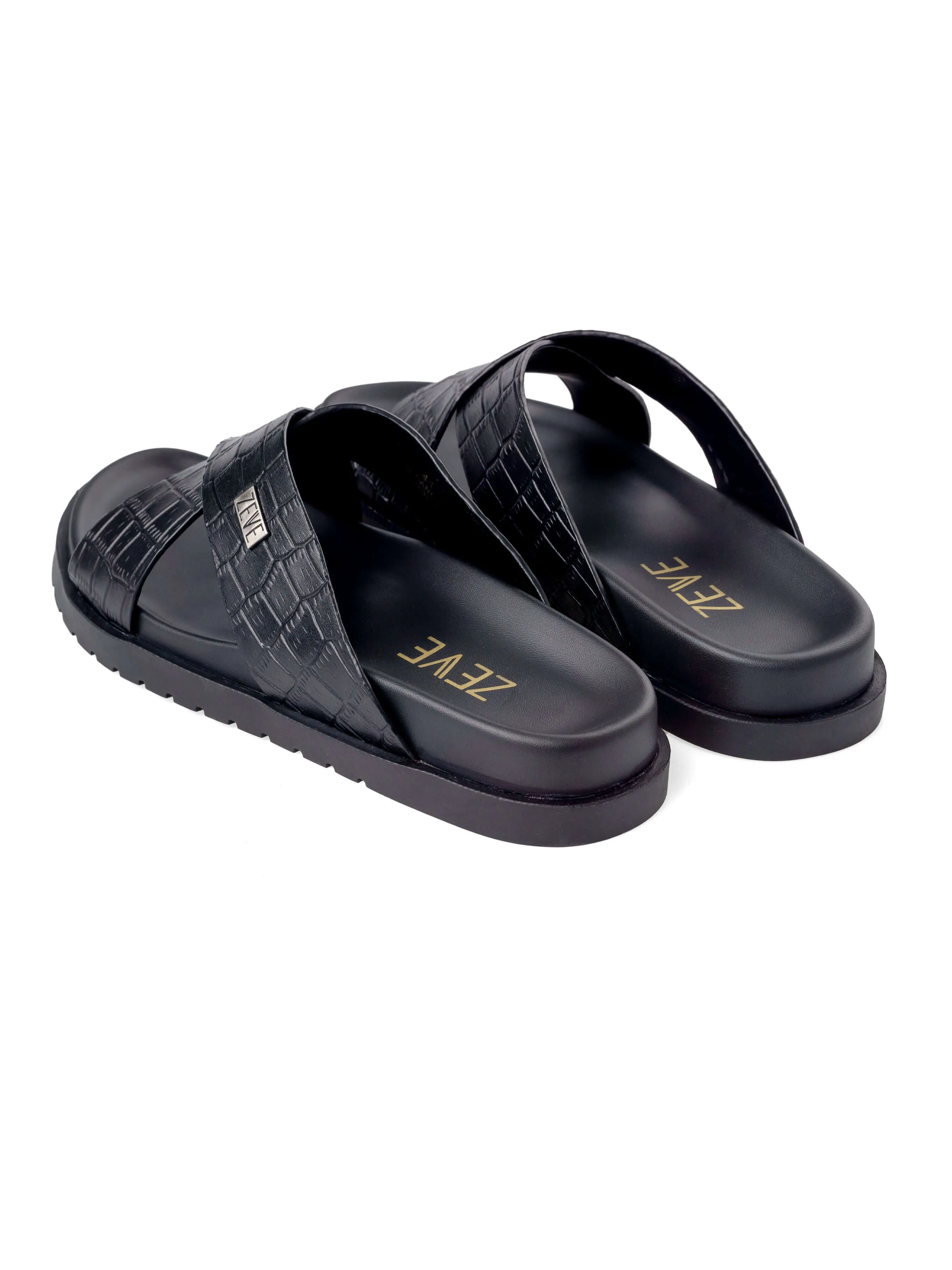 Riliv Sandal - Black Croco Leather