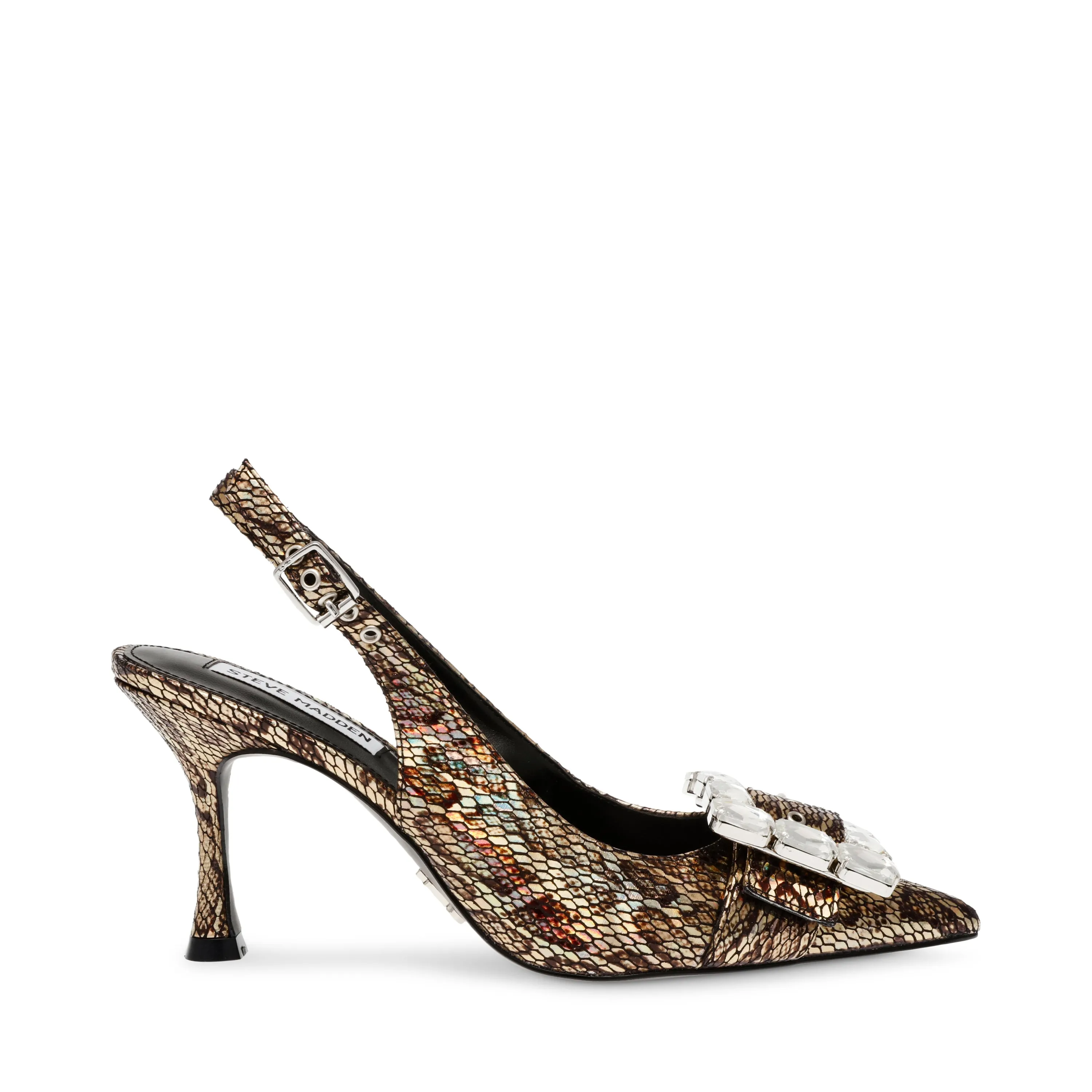 Black Iridescent Snake Print Pump