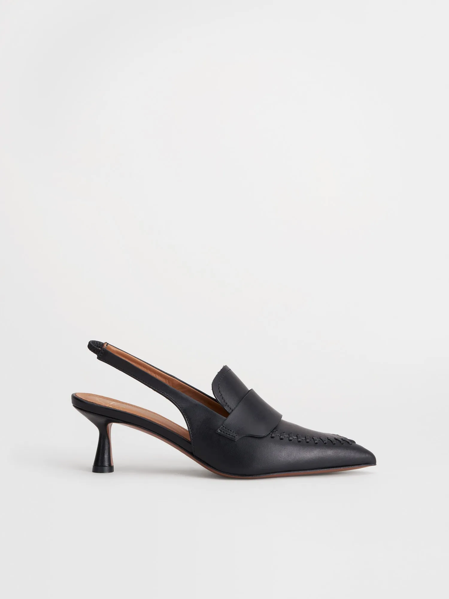 Black Leather Severino Slingbacks