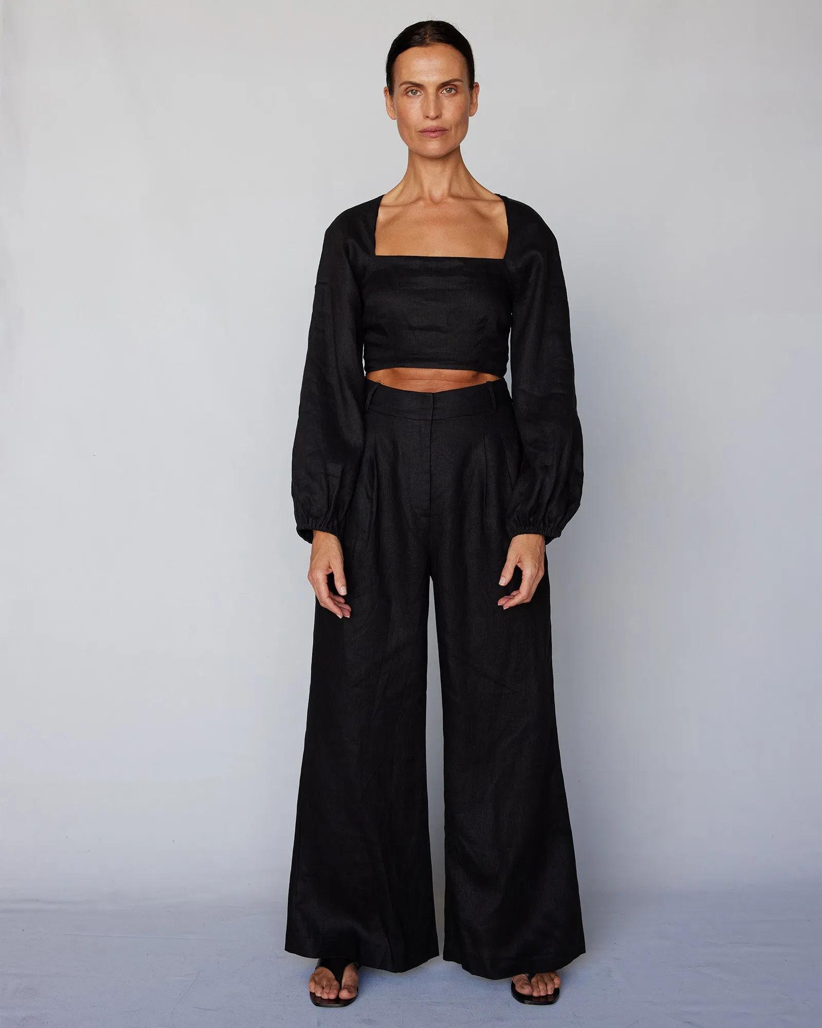 Black Linen Bridgette Pants