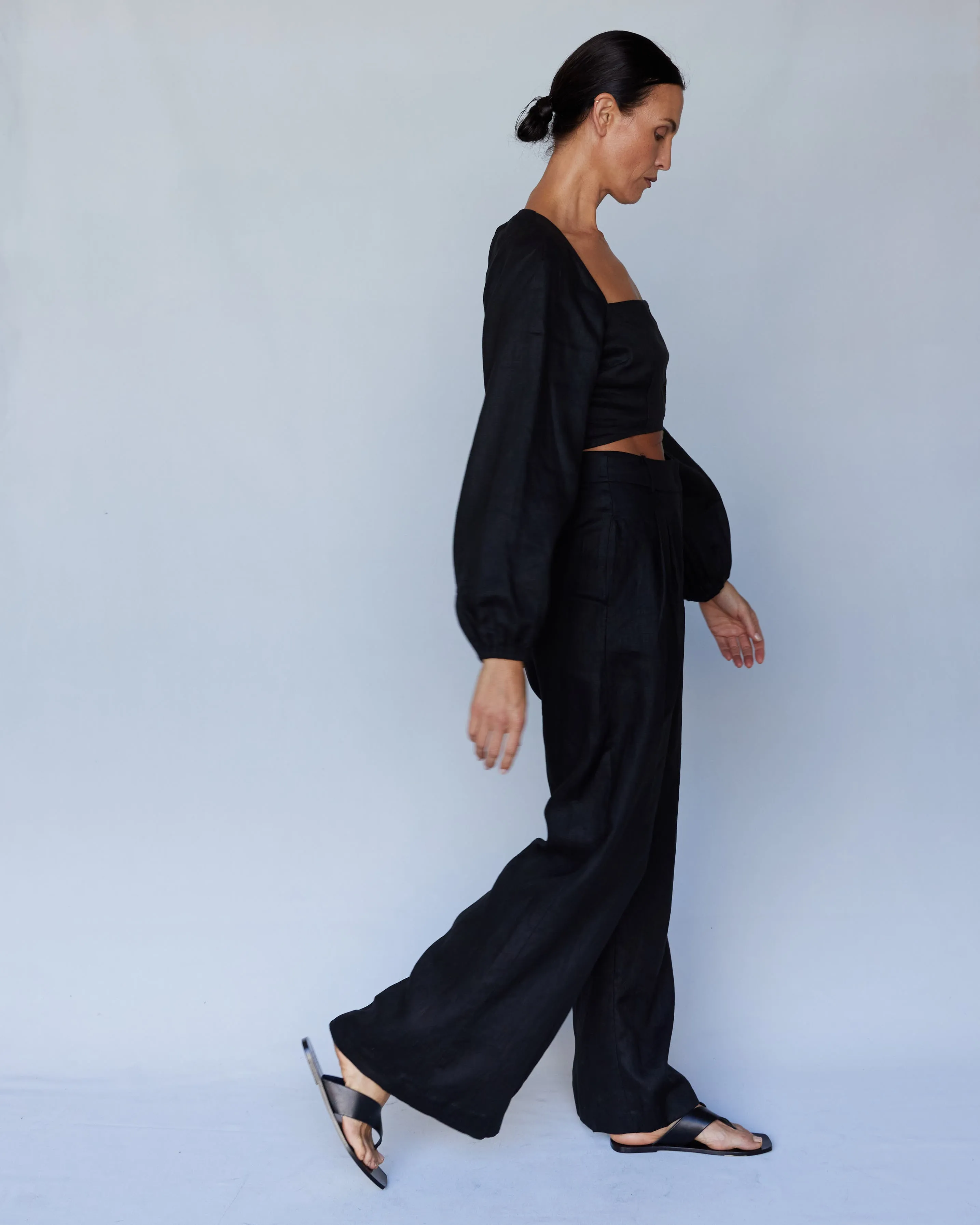 Black Linen Bridgette Pants