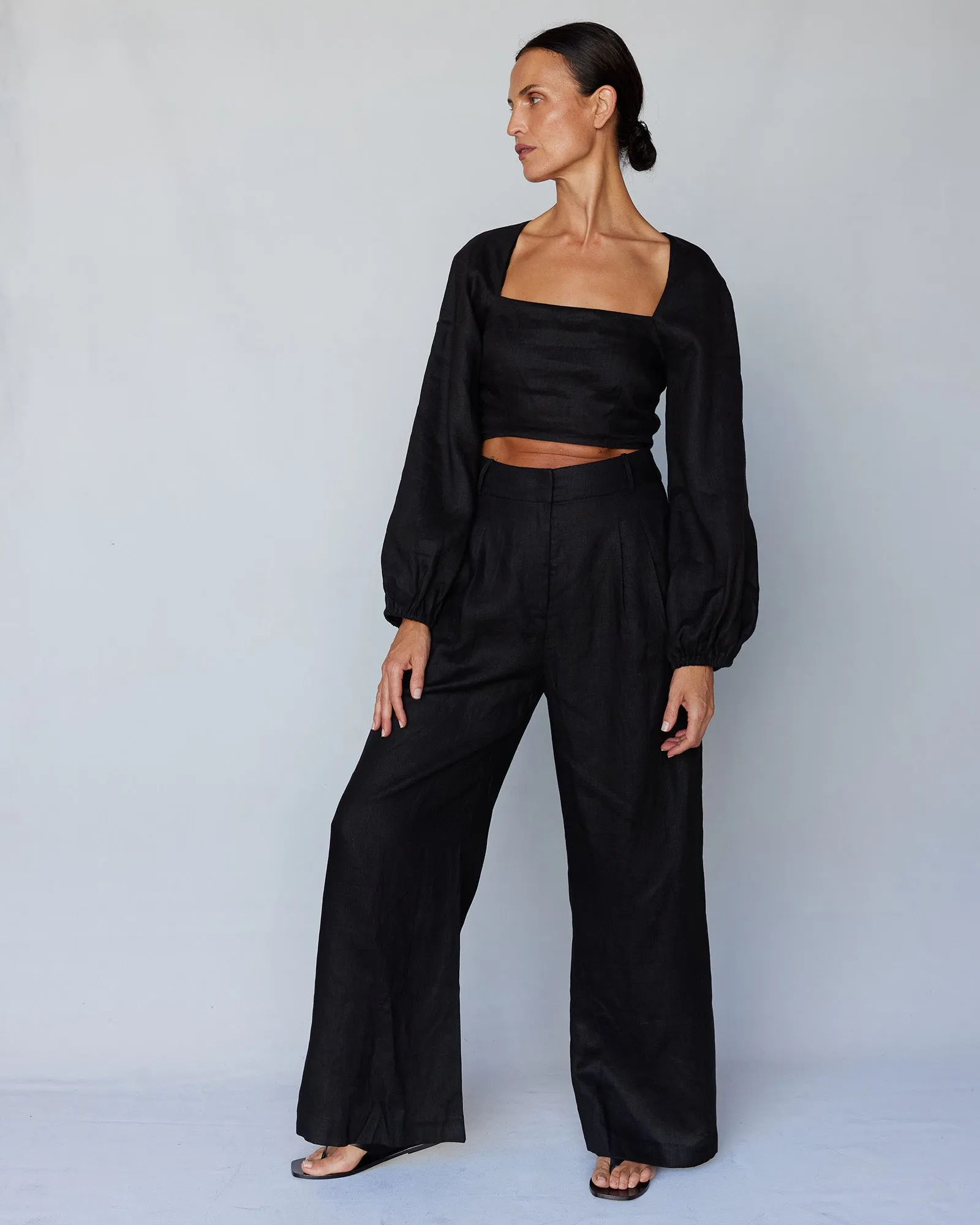 Black Linen Bridgette Pants