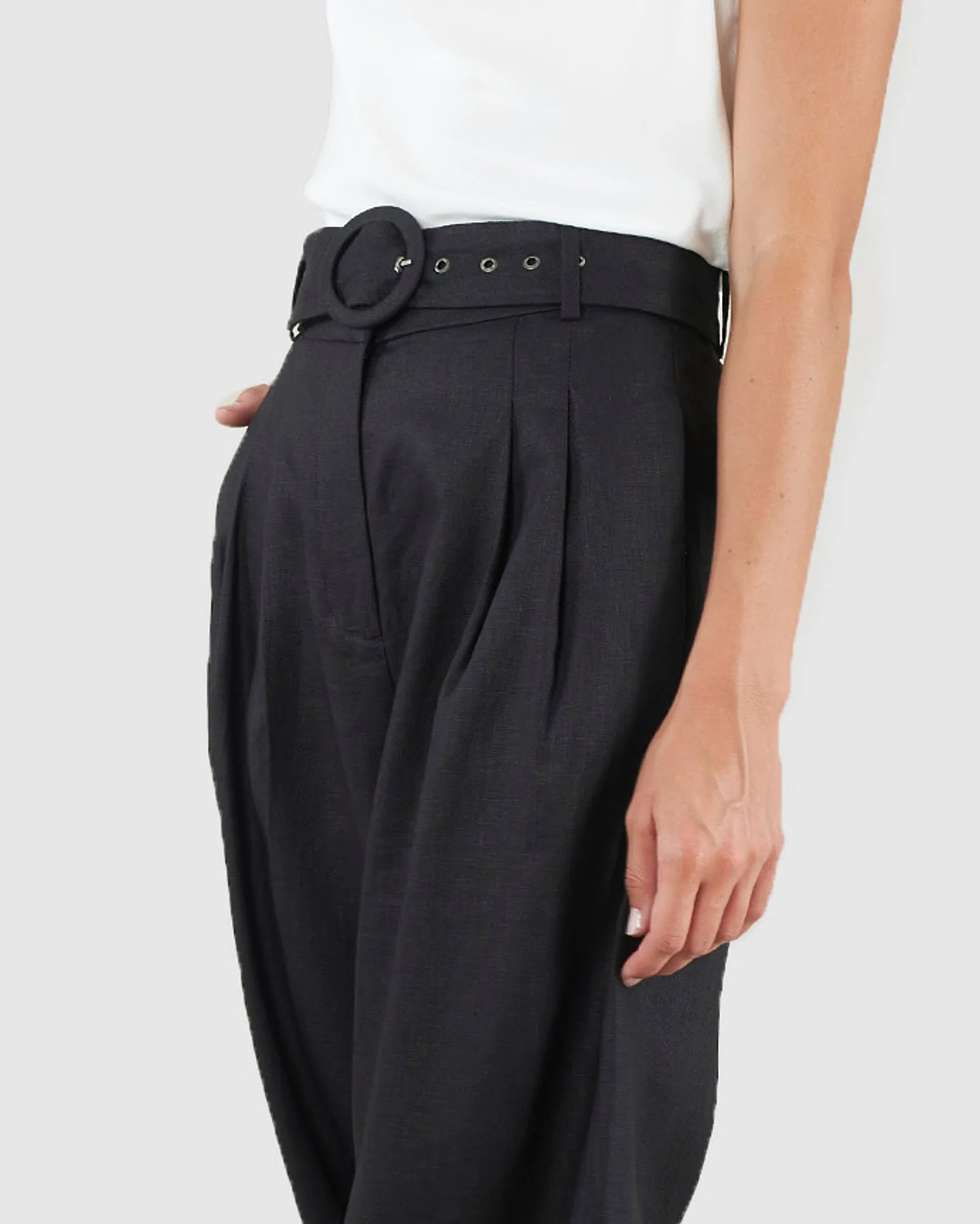 Black Linen Bridgette Pants