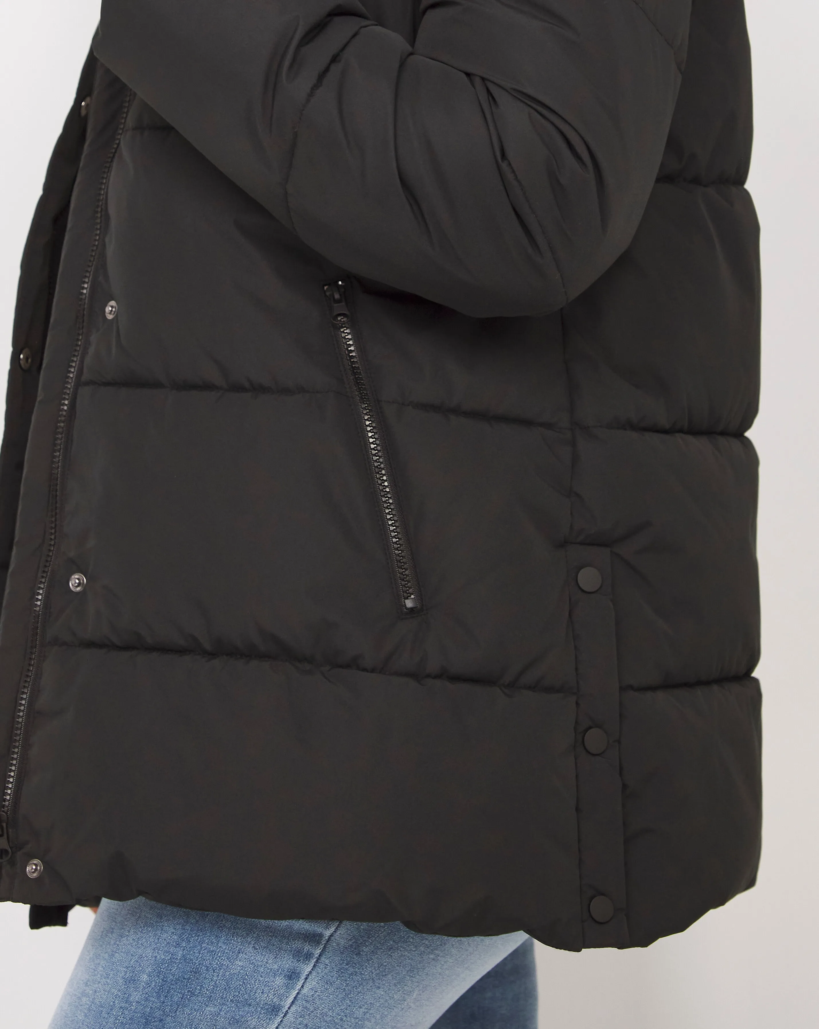 Black Mid Duvet Puffer Coat | Simply Be
