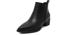 Black Pointed Head V Chelsea Ankle Boots Flats Shoes