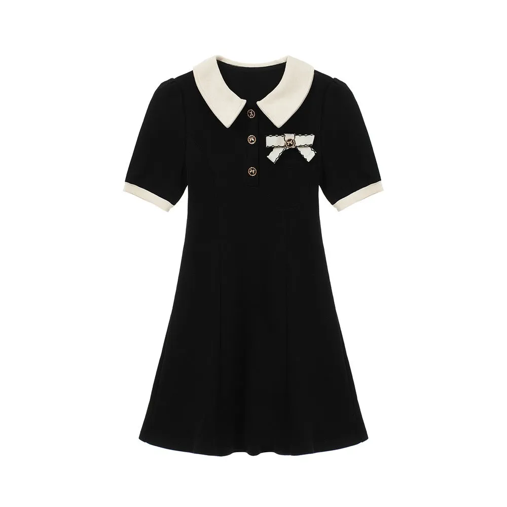 Chic Black Ribbon Dress