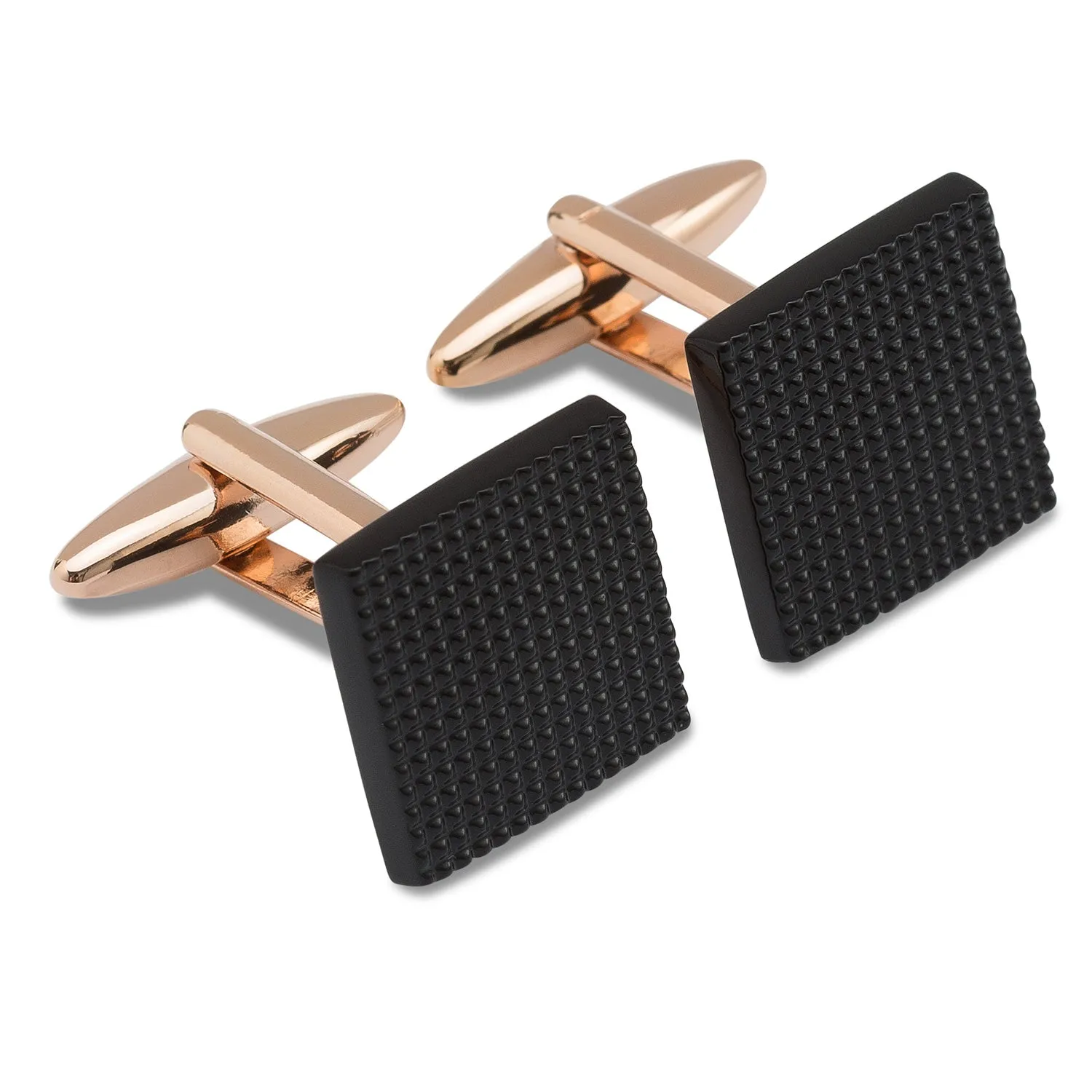 Black Studded Rose Gold Cufflinks