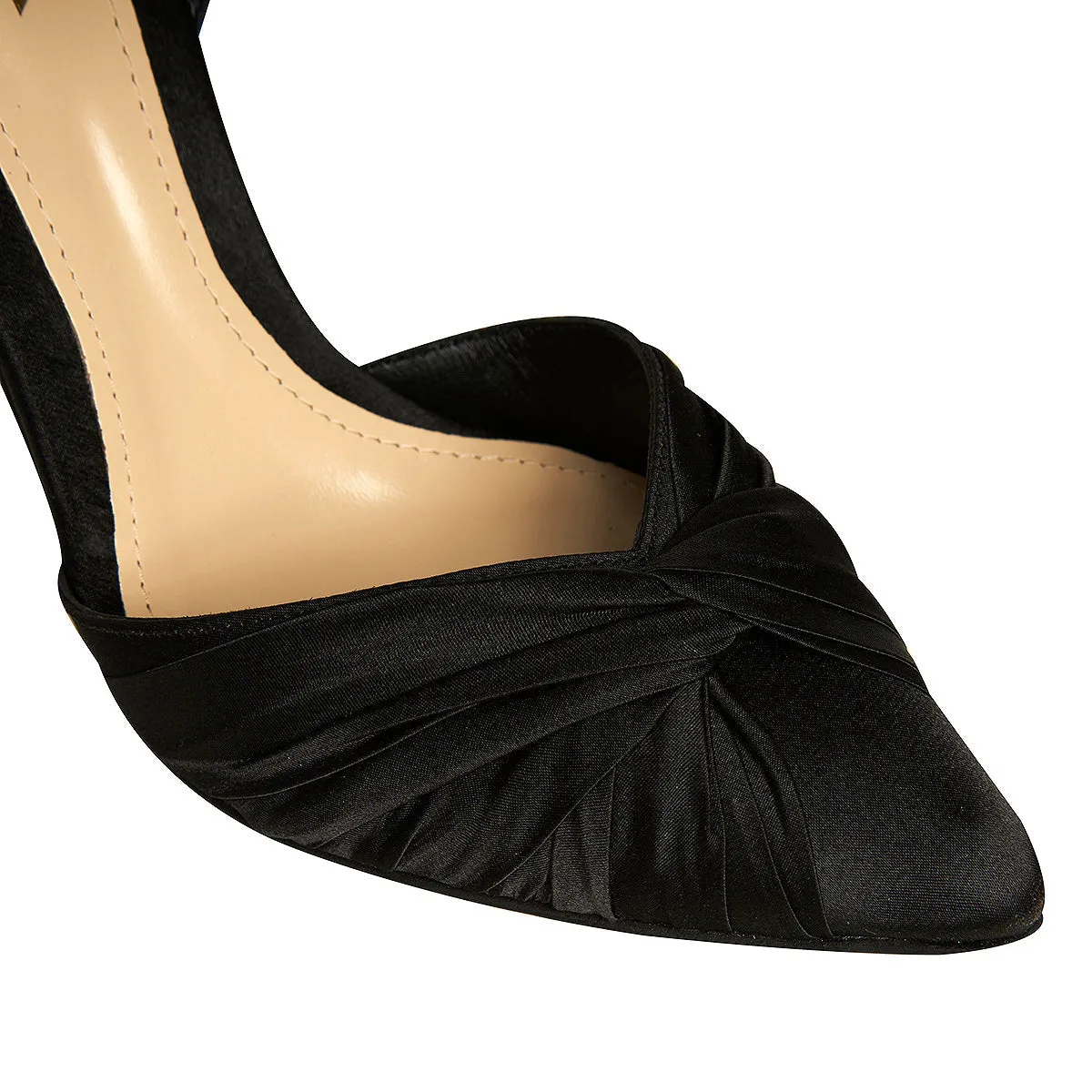 Ana Black Satin Slingback Shoes