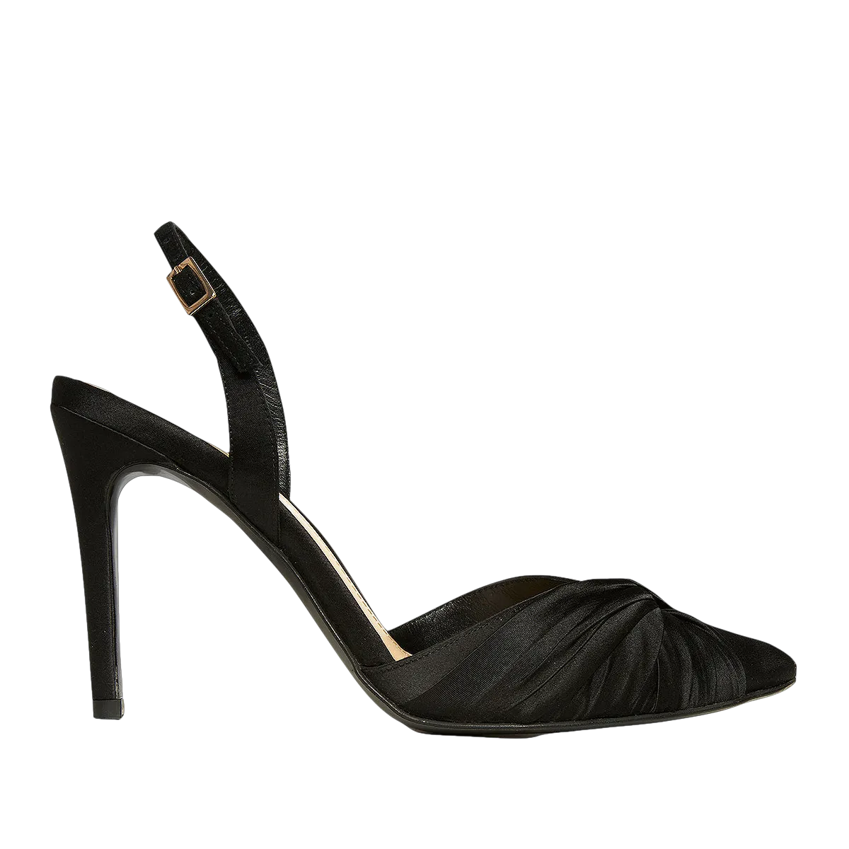 Ana Black Satin Slingback Shoes