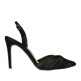 Ana Black Satin Slingback Shoes