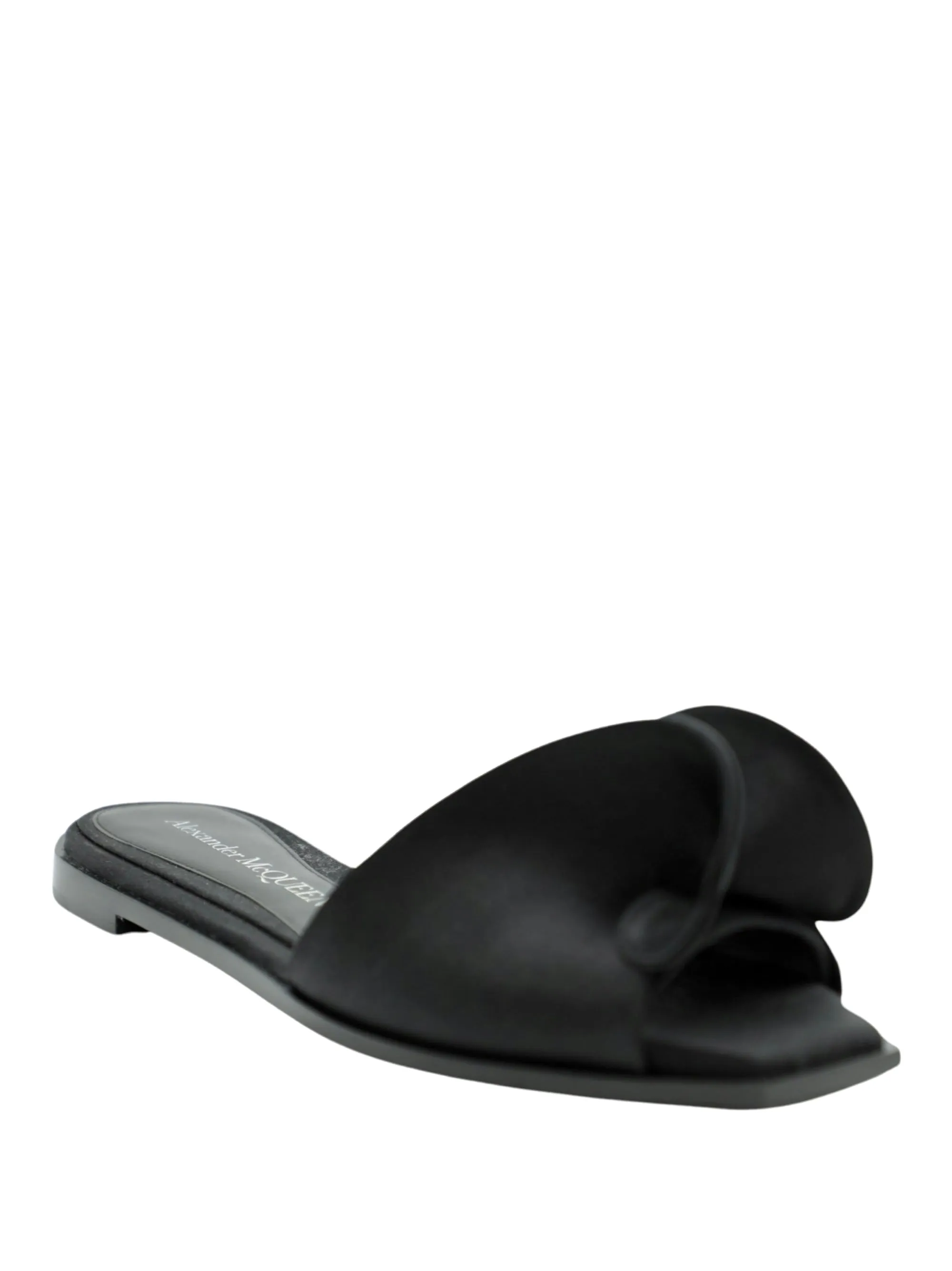 Alexander McQueen Black Crepe Silk Sandal