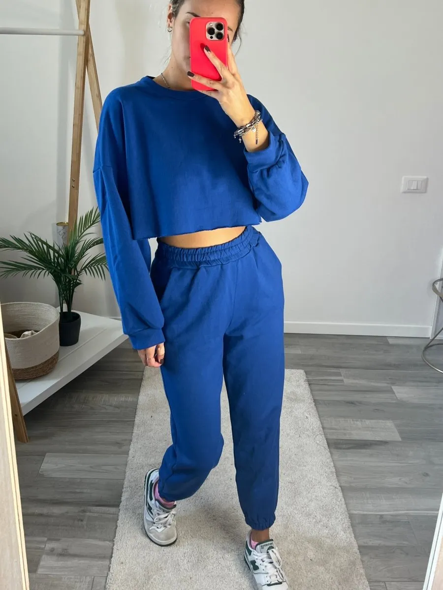 Blue Cropped Hoodie