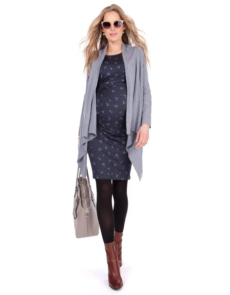 Blue Grey Marl Maternity Cardigan
