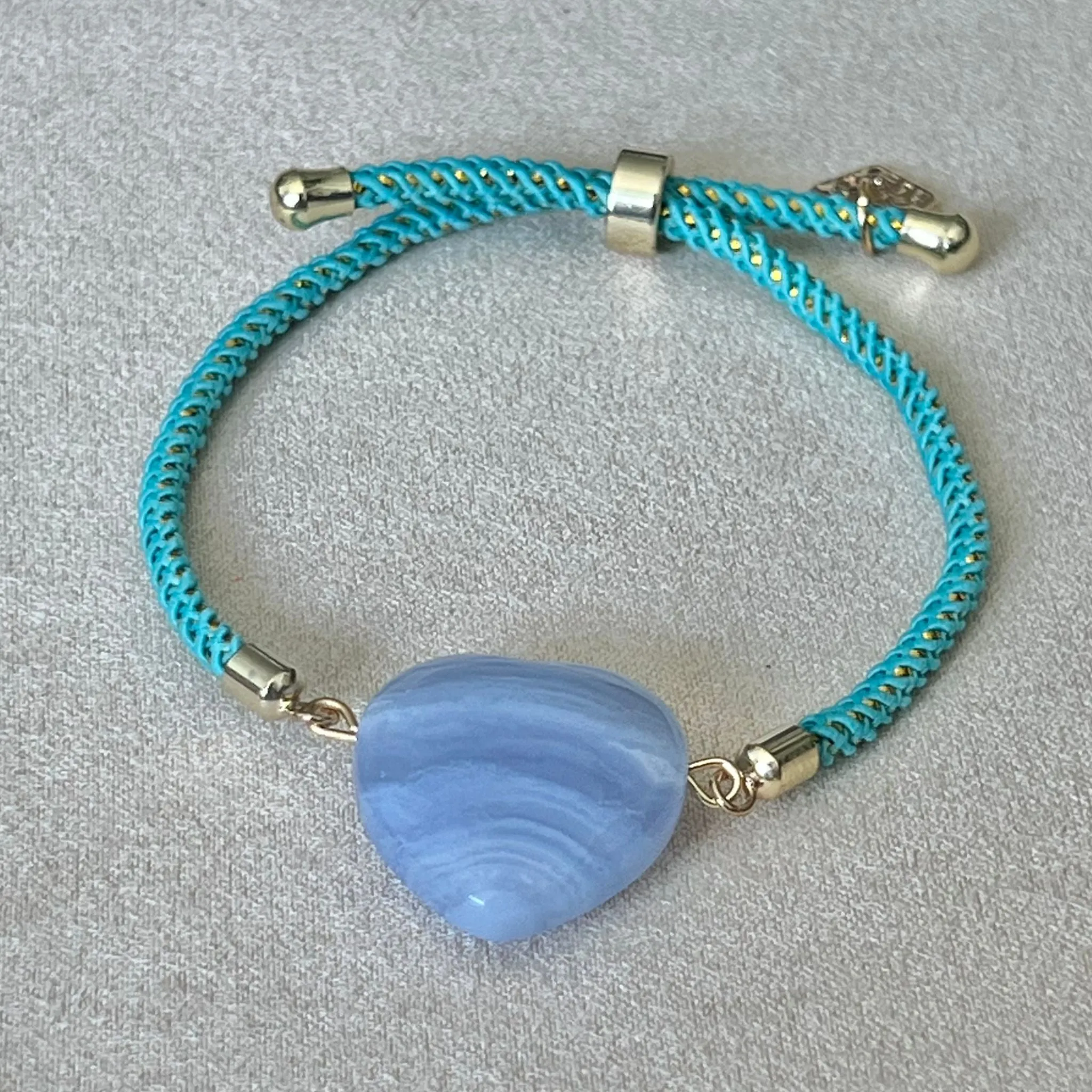 Blue Lace Agate Heart Girl Bracelet