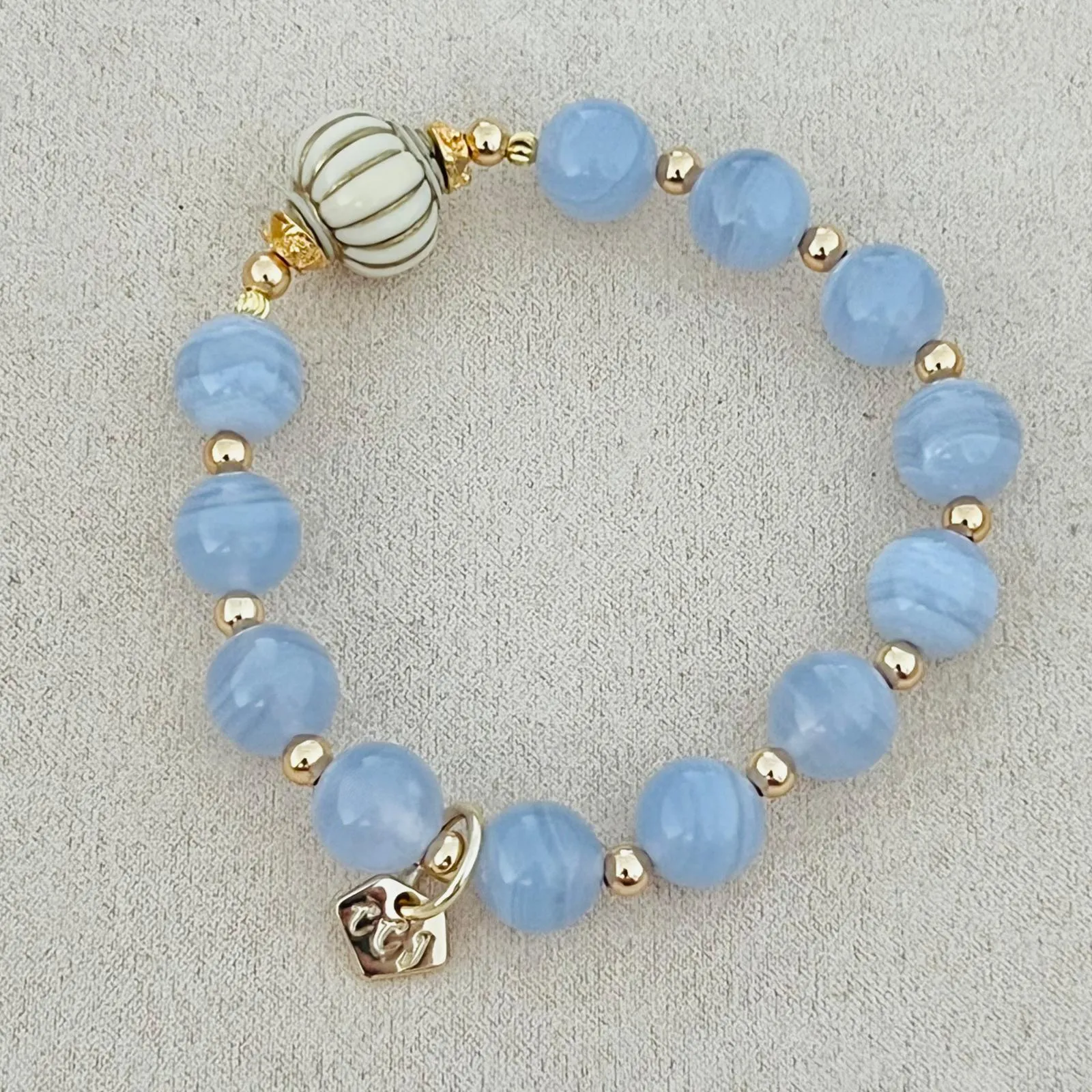 Blue Lace Agate Seashell Bracelet