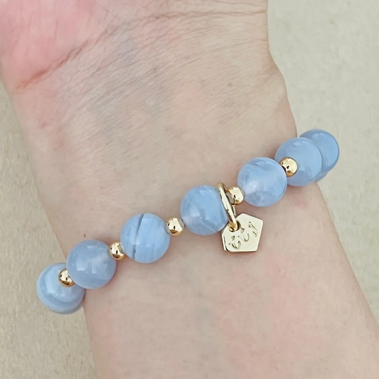 Blue Lace Agate Seashell Bracelet