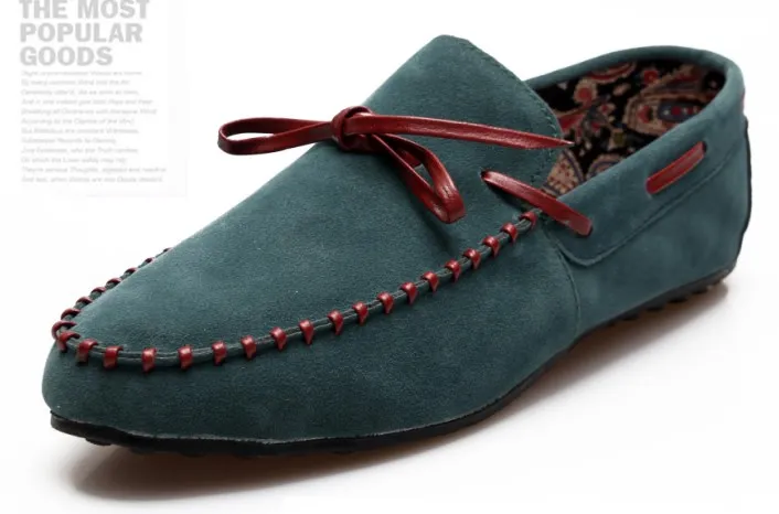 Men's Casual Loafers in Blue Turquoise Suede