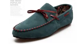 Men's Casual Loafers in Blue Turquoise Suede