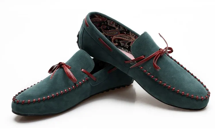 Men's Casual Loafers in Blue Turquoise Suede