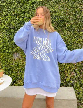 Blue Unisex Crewneck with Love Never Fails