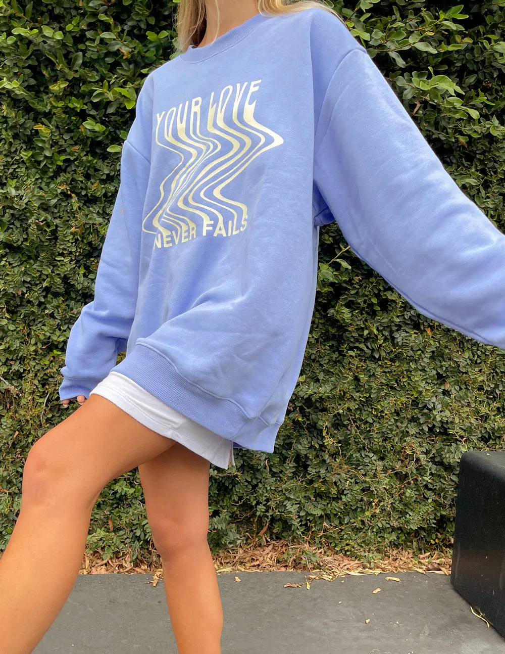 Blue Unisex Crewneck with Love Never Fails